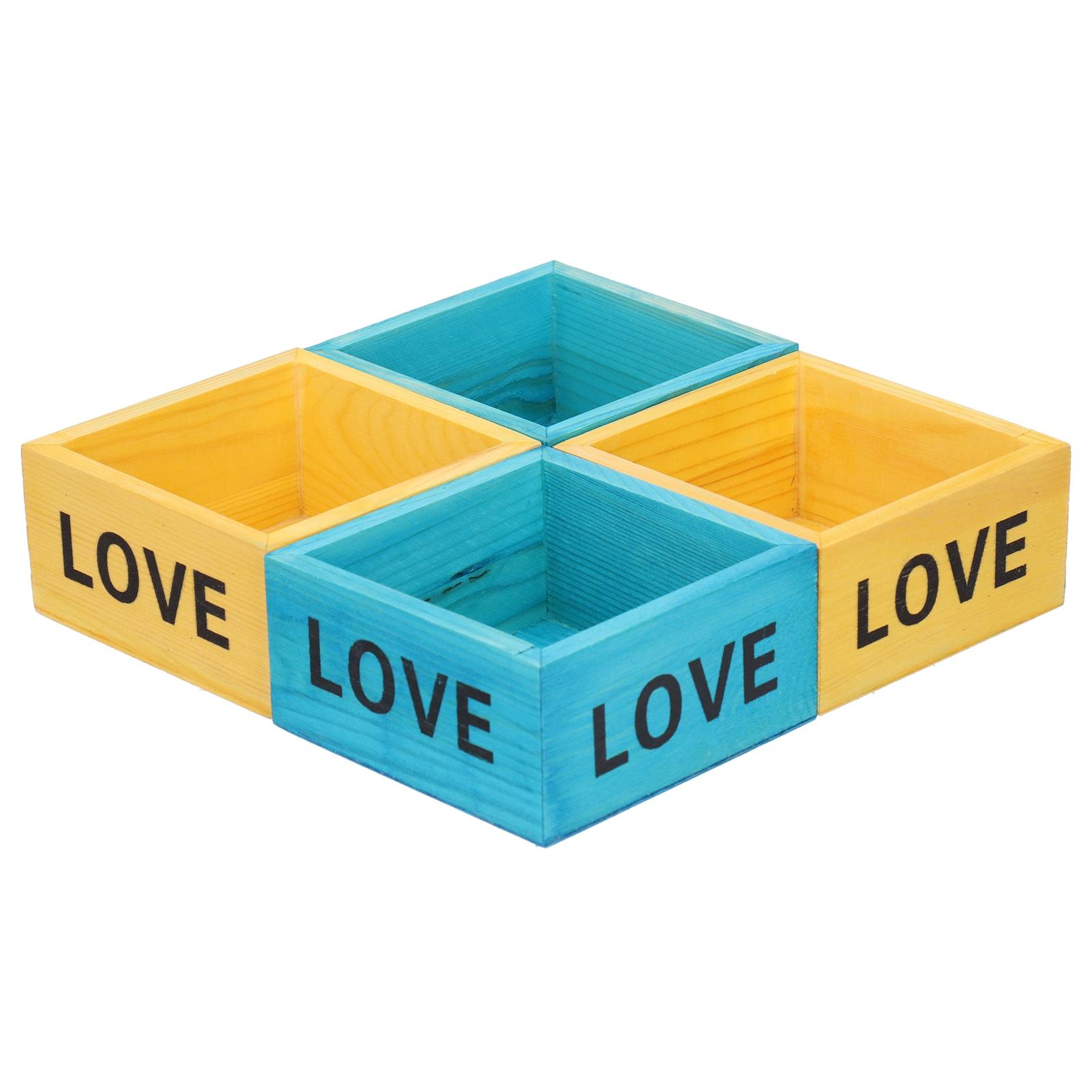 4Pcs Plant Pot Vintage Wooden Succulent Planter Box Flowerpot for Indoor Desktop Decoration