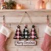 Vintage Pine Tree Pendants Distressed Wooden Christmas Hanging Pendant with 3 Design, Retro Natural Solid Wood Xmas Accents Merry Ornament for Holiday