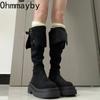 Kış Moda Kadın Diz Üstü Şövalye Çizmeleri Moda Katlanabilir İki Yollu Giyilen Ayakkabı Kadın Kalın Topuklu İnce Diz Üstü Botlar