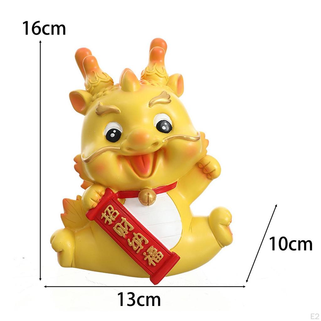 Chinese Year Dragon Statue Piggy Bank Animal Sculpture Feng Shui Table Figurine