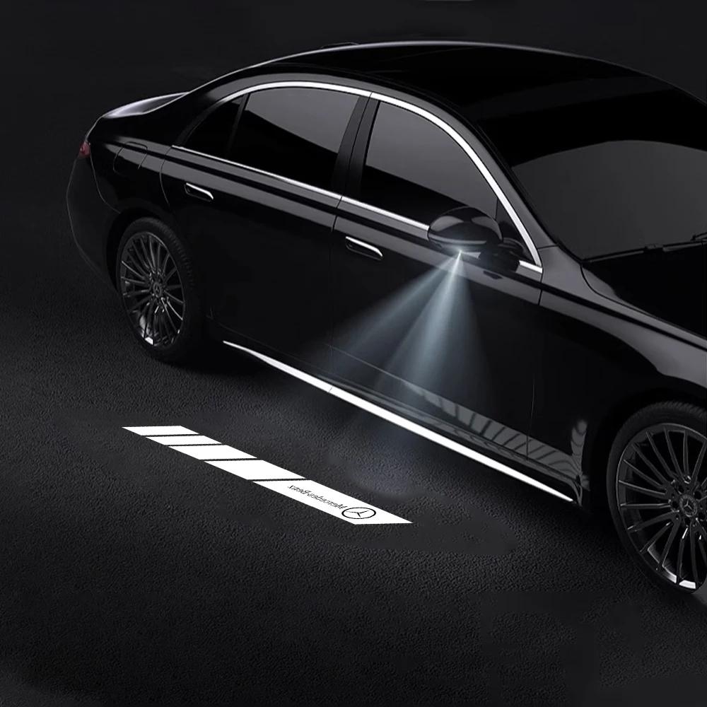 C200 E300 Hot 2026 For Benz 2PCS LED HD Car Angel Wings Welcome Lamps Rearview Mirror Carpet Light for Mercedes Benz AMG Auto At