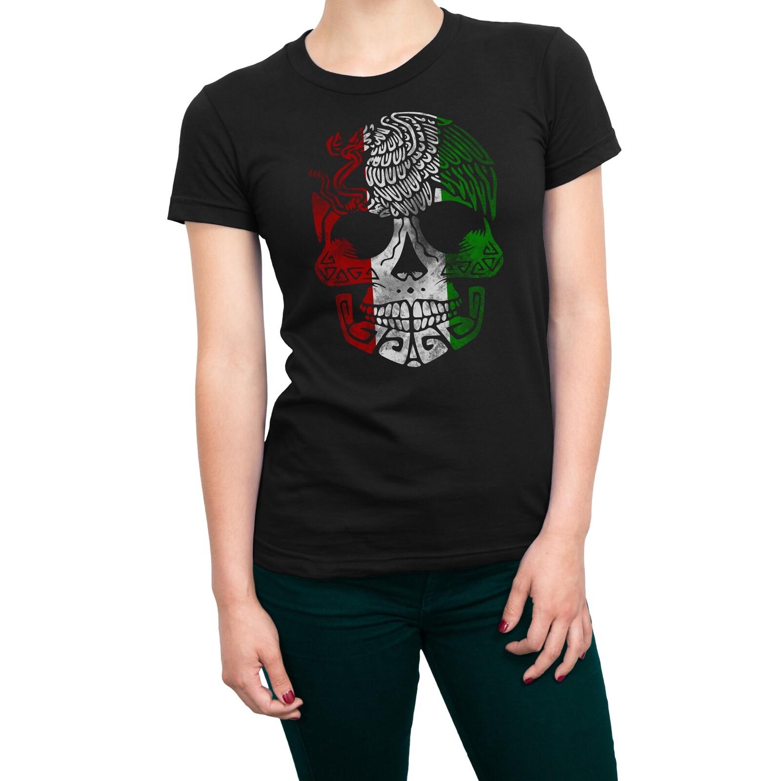Mexican Flag Eagle Skull T-Shirt / Playera Con Calavera Mexicana y Aguila S разноцветный