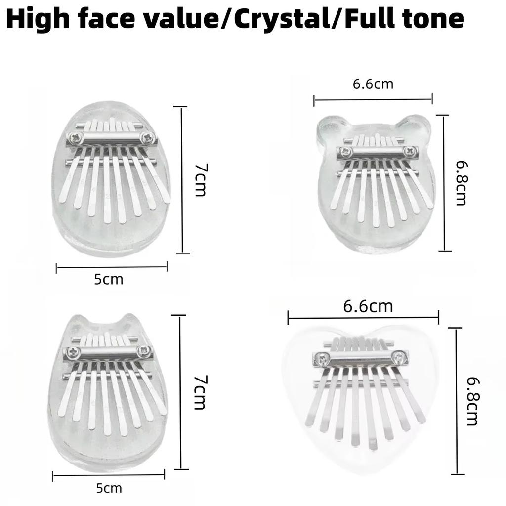 8-Tone Acrylic Mini Kalimba, Portable Clear Sound Finger Thumb Piano Ideal Music Gift for Kids Adults Beginners