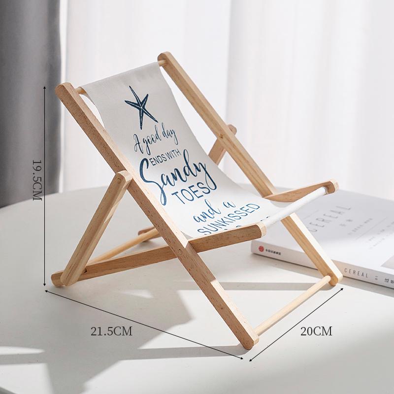 Mediterranean Wooden Mini Beach Chair Ornament - Children's Room Decor Accessory and Gift