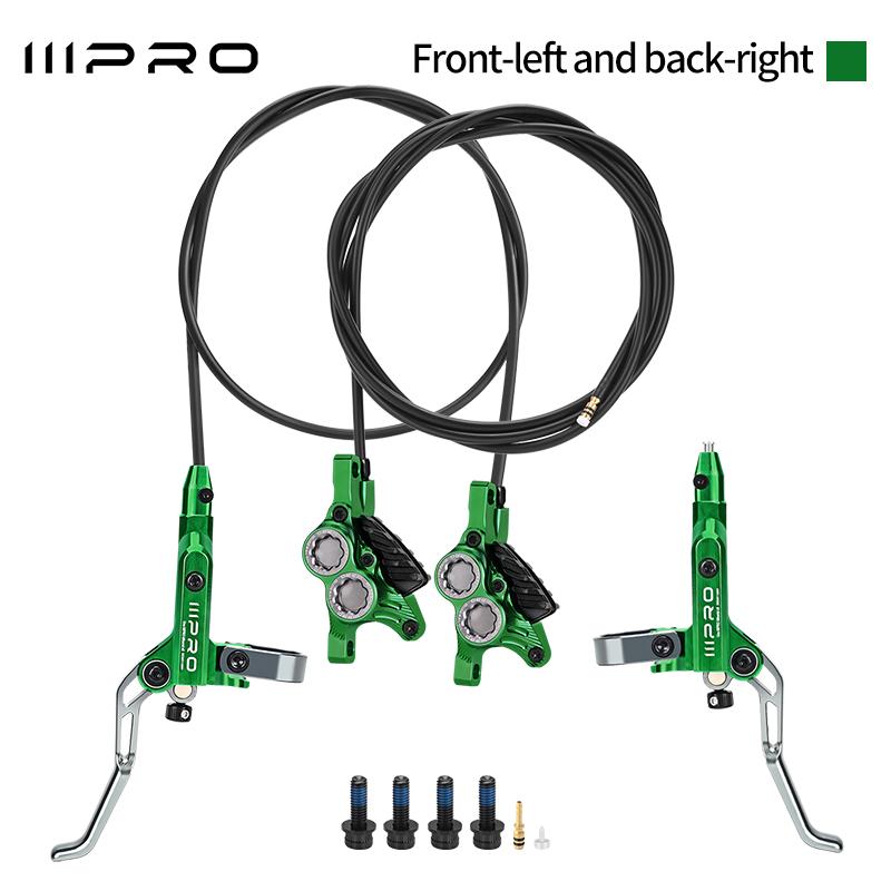 

IIIPRO C5X4 Ultralight 4 Piston Bicycle Hydraulic Brake 850/1550mm MTB Brake Cooling Oil Pressure AM DH Road Bike Disc Brake Green 1 Pair
