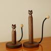 Porte-essuie-tout en Noyer Noir en Forme de Chat Décoration de Bureau Créative en Bois Accessoire de Cuisine en Bois Massif Porte-Serviettes Inclus
