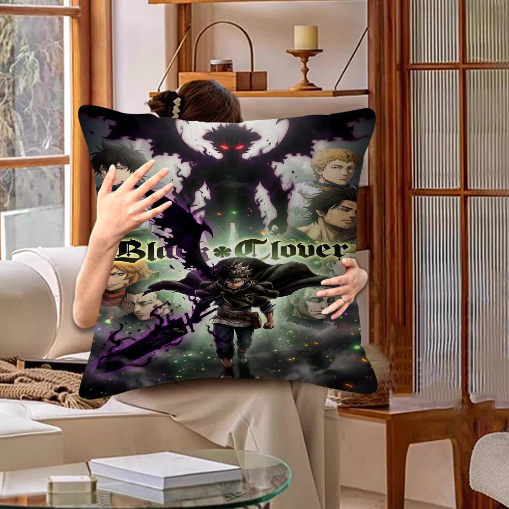

Anime BBlack Hot Clover Cushion Cover Car Throw Pillow Case For Sofa Car Christmas Gift xcm xcm 30X30cm