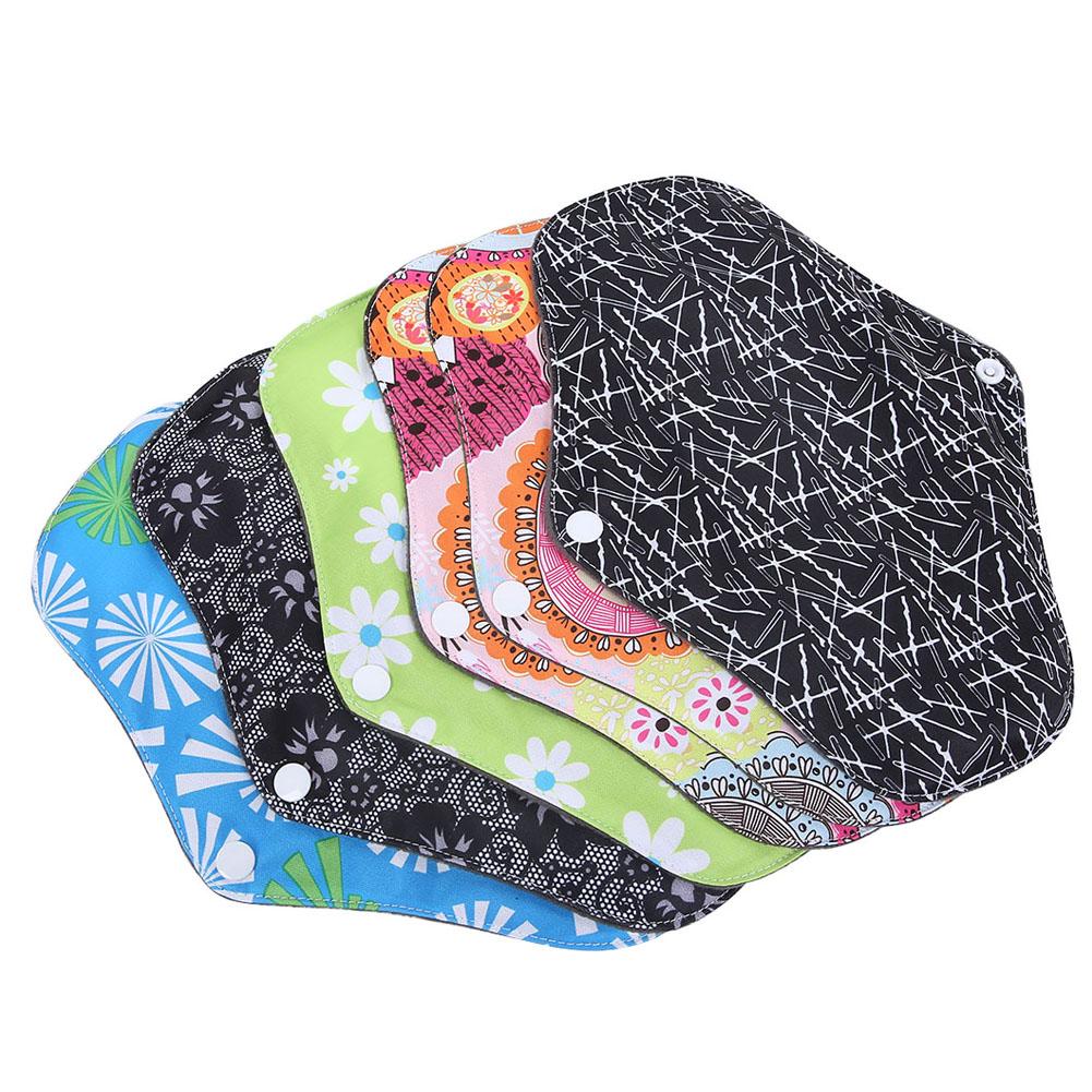 6pcs Bamboo Charcoal Washable Menstrual Pad Women Care Sanitary Napkin (M 18 x 25cm) (M04+M04+M13+M05+M01+M02)