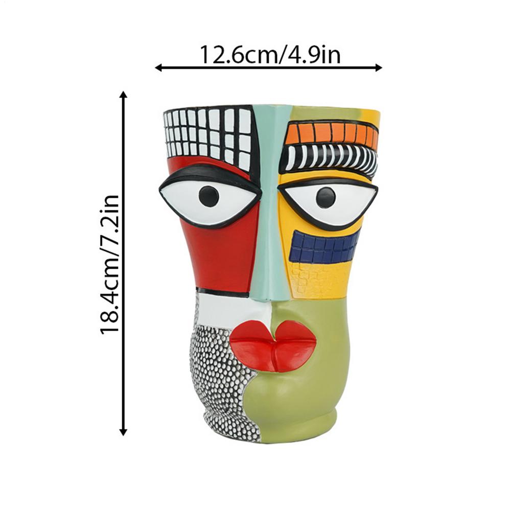 Artistic Facial Flower Pot Abstract Garden Vase Decor Resin Sculpture Planter Ornament Human Head Flower Pot With Drainage Hole