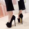 Eilyken Fashion Black Platform Pumps Women Ultra High Stiletto Heels Peep Toe Party Stripper Shoes Zapatos De Mujer
