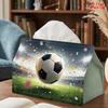1pc Soccer-Themed Tissue Box with Soccer Match Scene - Reusable Compact Suitable for Kitchen, Car, Parties, Picnics - Modern Tissue Paper Holder for H
