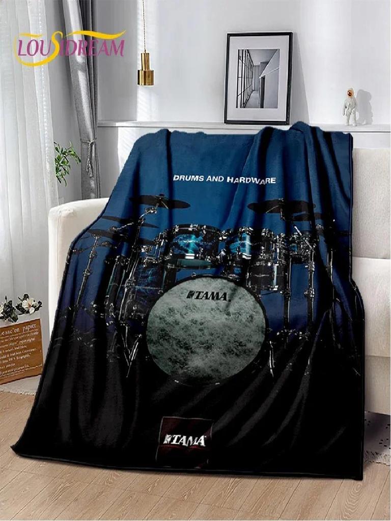 Style Music Instrument Drum Kit Throw Blanket Soft Cozy Blanket for Home Bedroom Bed Sofa Travel Child Gift