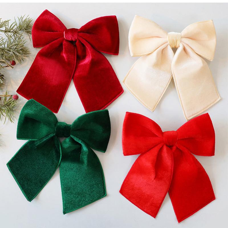 Soft Velvety Fabric Bowknot Christmas Tree Ornament For Mantels Wedding Festival Celebration Decoration