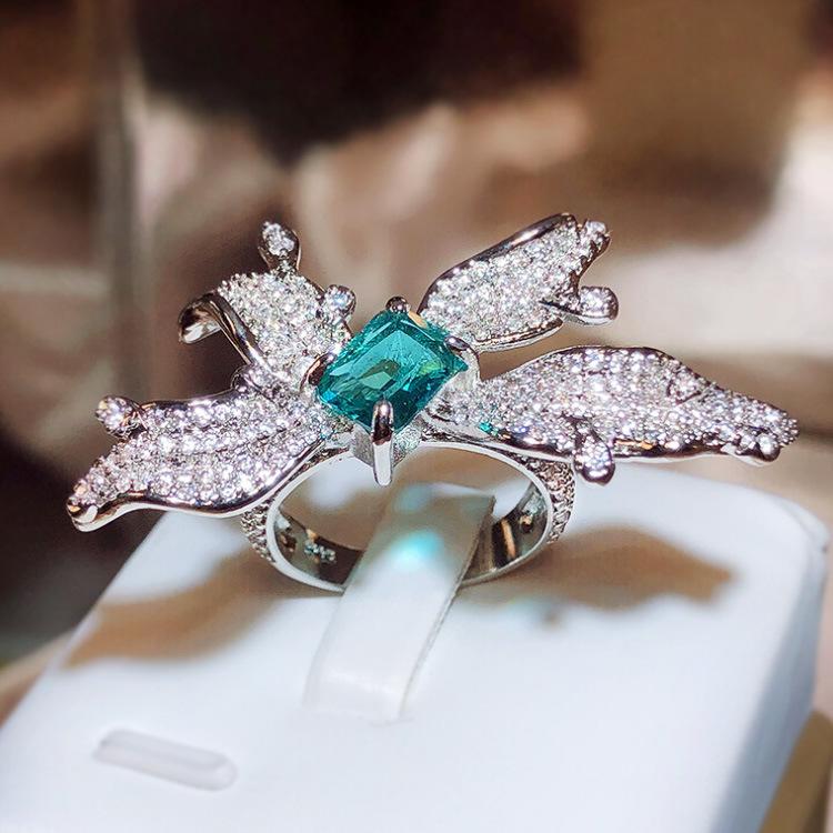 Jewelry Bow Niche Exaggerated Opening Adjustable Luxury Diamond Ring