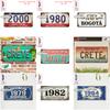 Vintage City Coordinate Year Landscape Metal License Plate Sign Retro 2D Flat Printed Tin Plaque Wall Decor for Home Bar