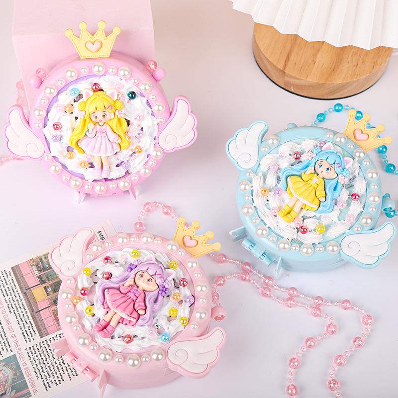 Kids' Handmade Cream PVC Crossbody Bag with Mirror Accessory