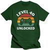 Mens Clothing 1980 40Th Birthday T Shirt For Men Cotton 40 Years Old Level 40 Unlocked Game Tee Top Short Sleeve Fashion T-Shirt