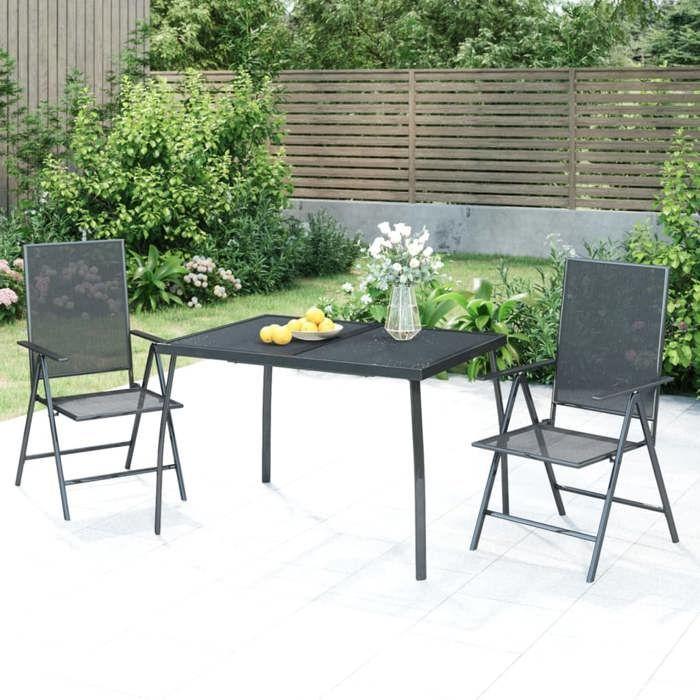 VidaXL Ensemble à manger de jardin 3 pcs anthracite acier, ensemble de salle à manger, ensemble de salle à manger 3187980