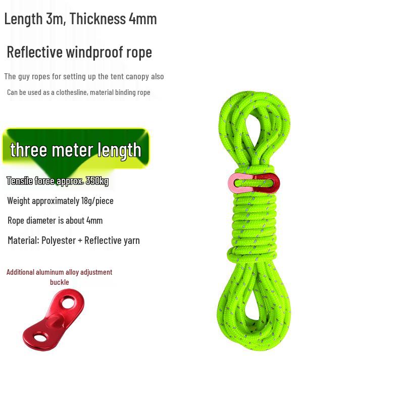 Reflective Wind Rope for Camping Tents - 4mm & 6mm Guy Rope
