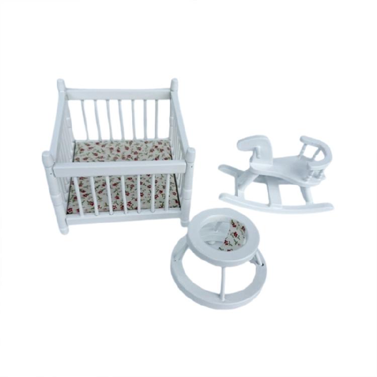 Ручная работа 1/12 Детская колыбель Лошадка-качалка Ходунки Декор для кукольного домика Для реалистичного оформления детской комнаты 1