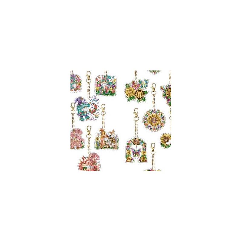 DIY Diamond Painting Keychain Crystal Rhinestone Kit Single Side Full Drill Gem Art Crafts Point Drill Pen Gift Set