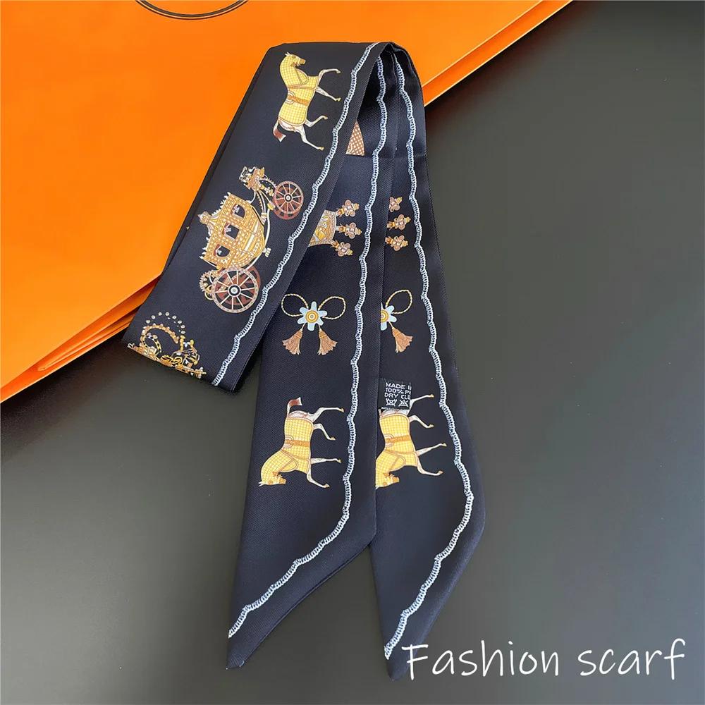 

1PC Korean Summer Luxurious Check Female Decoration Twill Long Ribbon Binding Bag Silk Ribbon Hair Belt Hot Selling Small Scarf 90X5CM