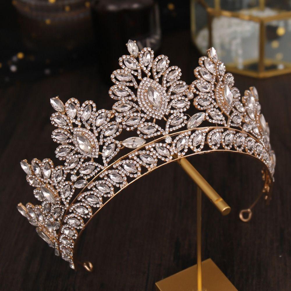 Elegant Baroque Queen Tiaras Luxury Bridal Headwear Rhinestone Pageant Diadem  Themed Parties