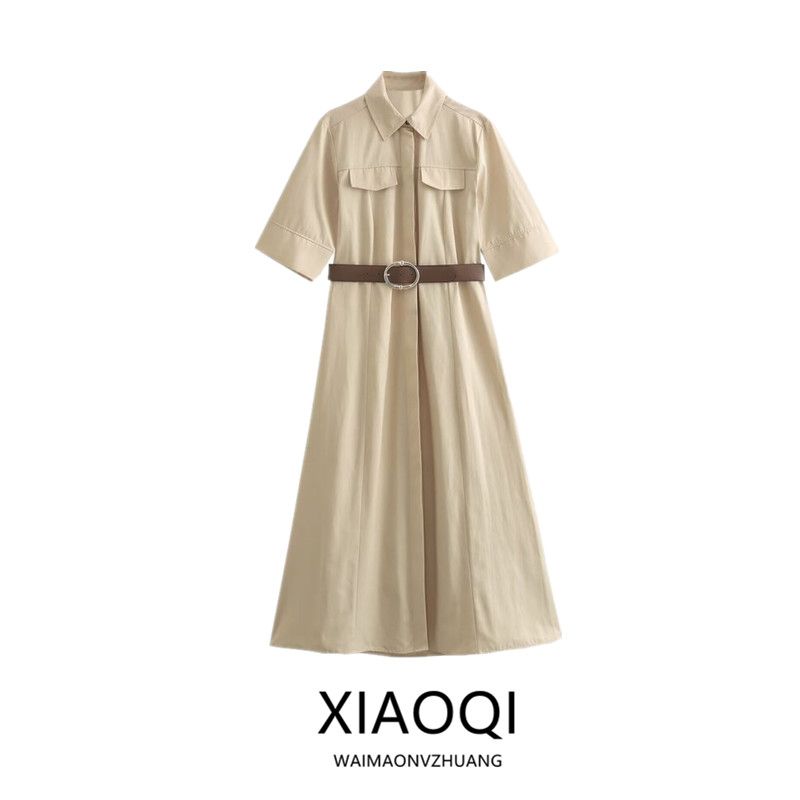 Fashion Style 2024 Summer New Arrival Women's Clothing Elegant with Belt Shirt Style Dress 1971054 721