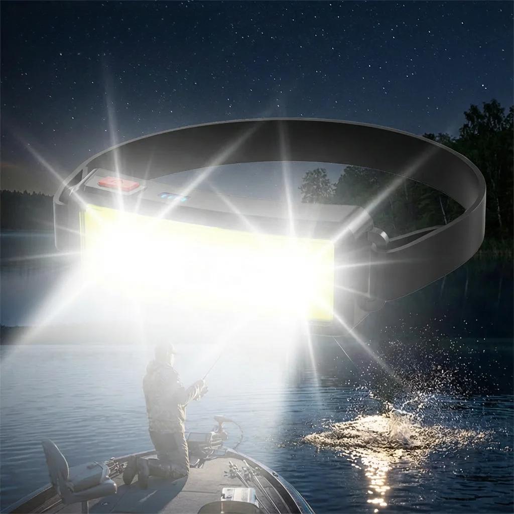 Rechargeable 180° Head Lamp Flashlight COB LED Super Bright Headlamp Outdoor Waterproof Running Fishing Camping Hiking Headlight