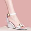 Fashion Women's Sandals Strip Pole Dance Wedges Heel Sexy Open Toe Leather Ladies Shoes Sandal Casual Original Korea 2024 Luxury Pvc Vip