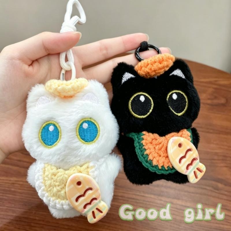 New Sale *New Sale Creative Cartoon Plush Black White Cat Doll Pendant Car Keyring Backapck Hangings Decoration Gifts