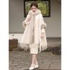 Winter woolen cloak shawl jacket 1011 new white plush thickened warm cheongsam with winter wear
