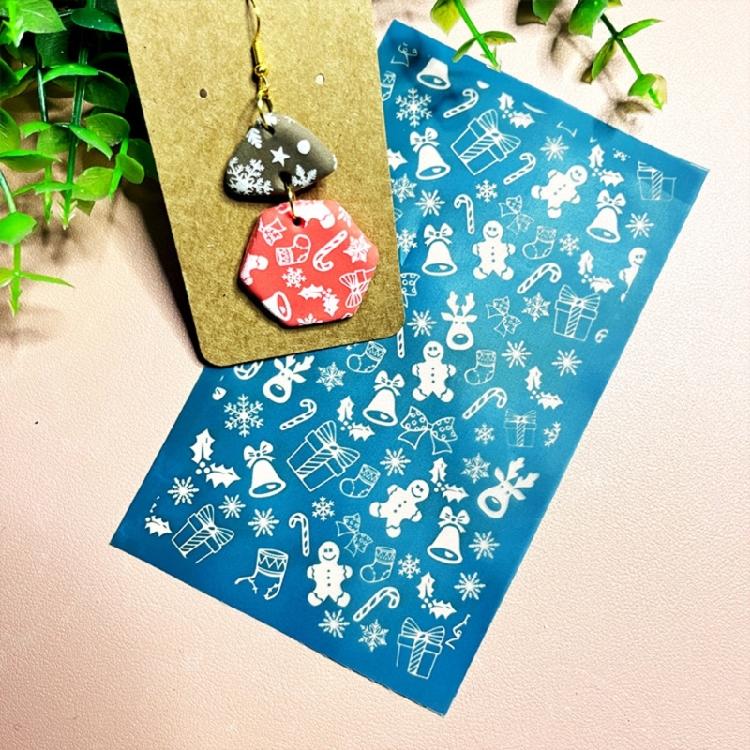 Screen Printing Template with Scraper Clay Earrings Decorative Screen Printing