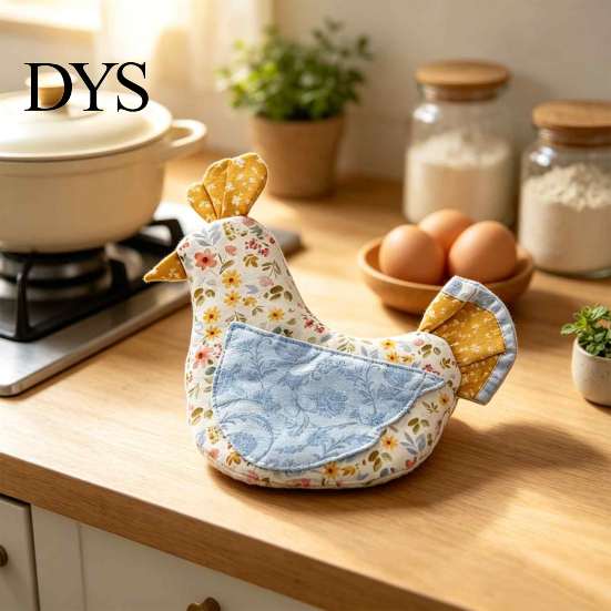 Handmade Chicken Kitchen Decor 2PCS Insulated Oven Mitts, Cute Shape Pot Holders, Heat Resistant Holders Cotton Gloves, for Farmhouse And Baking