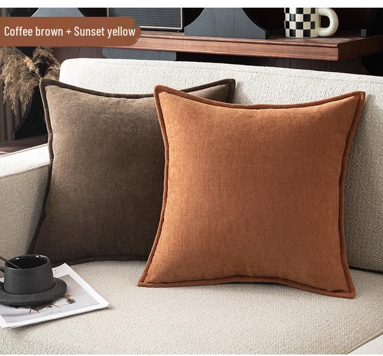 Large Chenille Throw Pillow - Solid Color, Square, Lumbar Cushion Cover for Sofa and Living Room