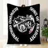 Sons of Anarchy Motorcycle Club SAMCRO MC Decal StickerBlanket Flannel Throw Blanket for Sofa, Bed, Travel, Camping, Office, Couch, Chair, A