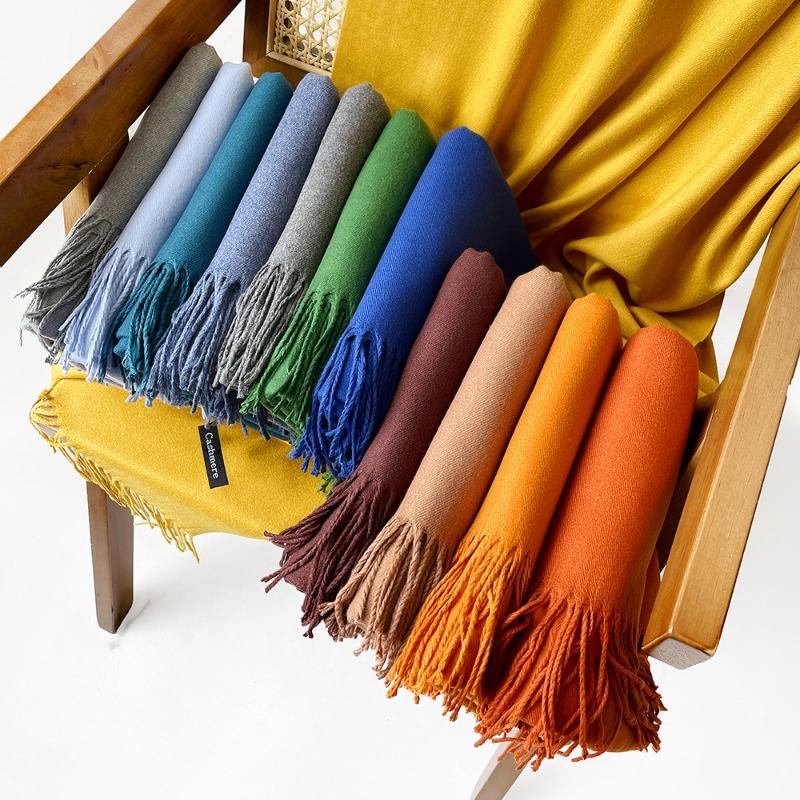 Autumn and winter new monochrome scarf cashmere scarf men and women couples scarf versatile shawl