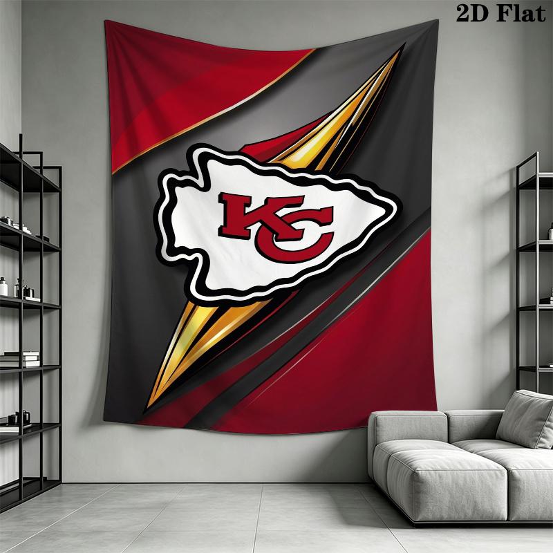 Kansas City Chiefs Wall Tapestry Aesthetic Wall Hanging Printed Fabric Blanket Decorative Tapestries for Bedroom Living Room Home Decor