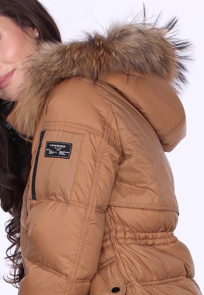 WOMEN' DOWN WINTER COAT WITH FUR-TRIM HOOD
