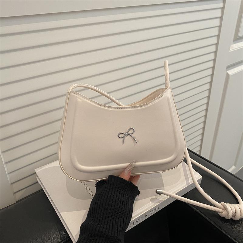 Armpit Shoulder Women Bag Elegant Bowknot Decoration Design Textured Large Capacity Simple Casual Fashionable All-matching