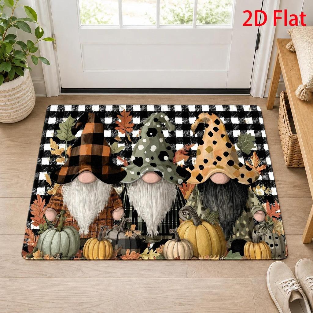 Gothic Bat Skull Purple Floral Halloween Doormat Dark Vintage Indoor Floor Rug Absorbent Entryway Carpet Area Mat for Home Decor