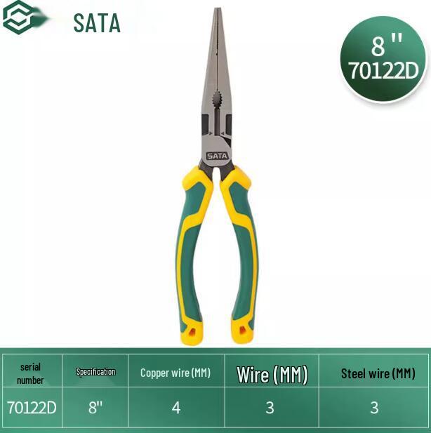SATA Industrial Grade Labor-Saving Needle-Nose Pliers 6"/8" 70121D 70122D