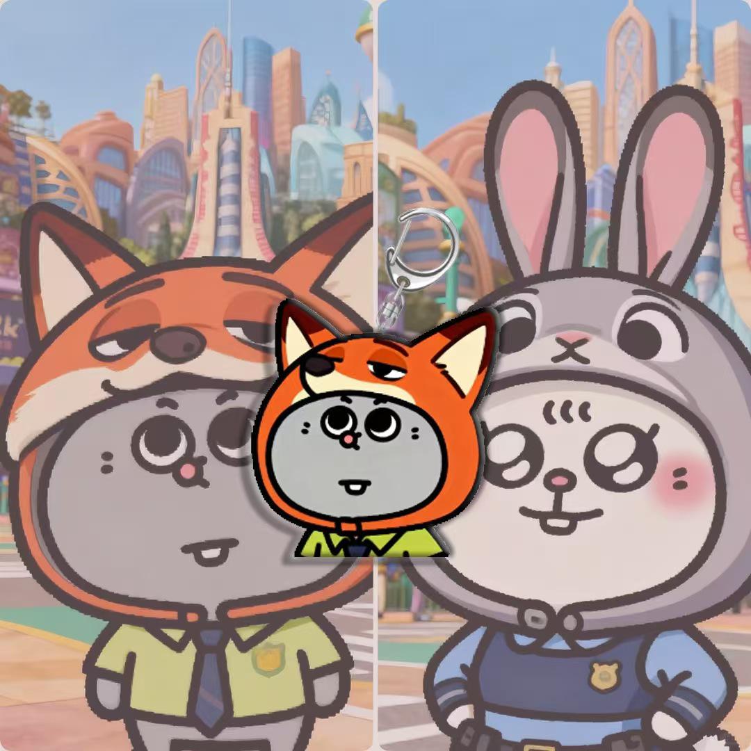 

Zootopia 2 Cute Acrylic Keychain: Nick & Judy