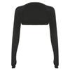 Women Thumbhole Long Sleeve Bolero Shrug Solid Color Open Front Cropped Cardigan Top Bodycon Slim Fit Sunscreen Arm Cover Jacket
