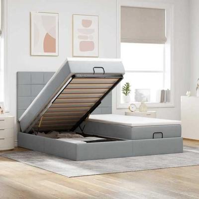 Maison Exclusive - Cadre De Lit Ottoman Et Matelas Gris Clair 160x200cm Tissu