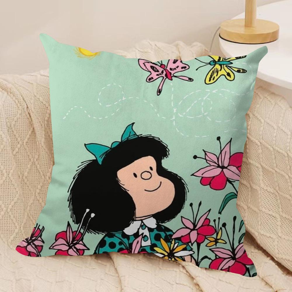 Cartoon MMafalda Cushion Cover Soft Plush DoubleSided Printed Sofa Pillow Cushion Cover Cozy AllSeason Durable Decor Gift