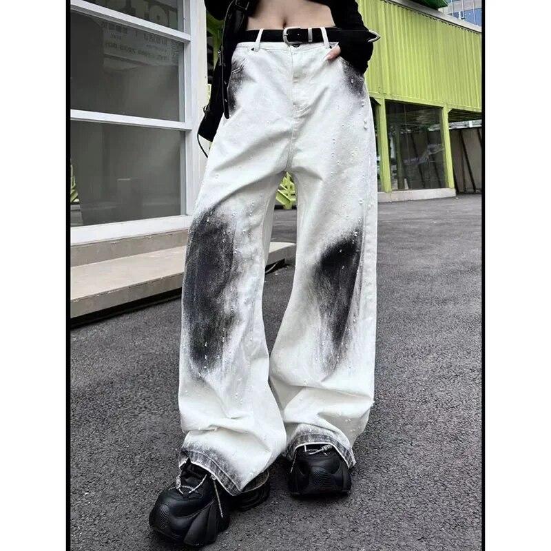 

Женские белые джинсы-карго, мешковатые винтажные джинсовые брюки Y2k, эстетика 90-х, 2000-х годов, широкие ковбойские брюки в стиле Харадзюку, оверсайз, дрянная одежда XXXXL бежевый