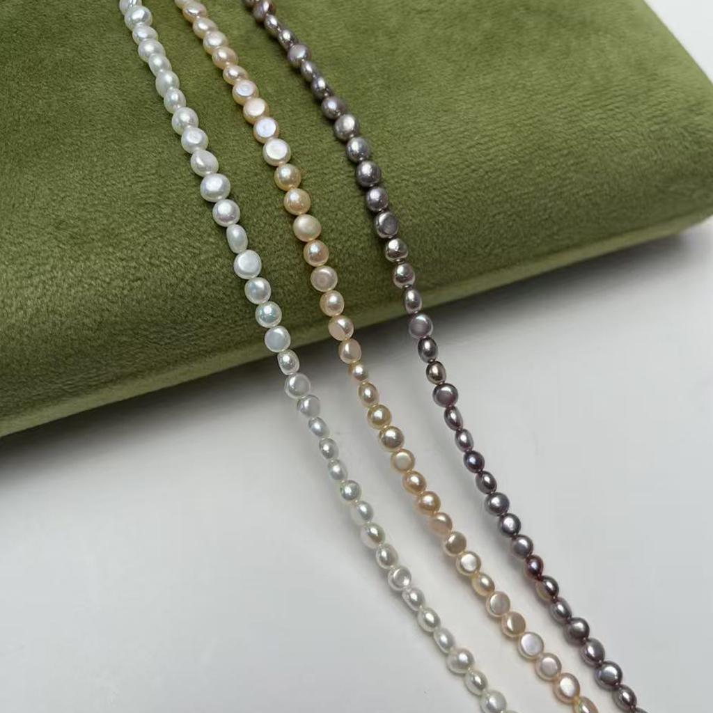 1String, Purple White Pink Natural Shell Mother of Pearl Beads, Boho Handmade Double-sided Light Beads, 4-5mm, for DIY Jewelry Materials, Beading 36cm