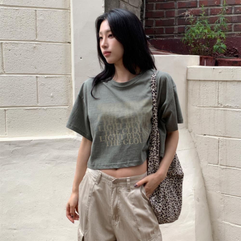 New Arrivals Open Run Women Cropped T shirT vinTage Washing coTTon Round Neck