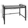 Bymaocar 2 Tiers Adjustable Microwave Stand Black Extendable Oven Shelf Wear-resistant Kitchen Countertop Organizer with Hooks